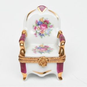 Hand Painted Limoges Chair Trinket Box